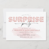 Blush Pink ballon Surprise Birthday Party Kaart (Voorkant)