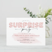 Blush Pink ballon Surprise Birthday Party Kaart (Staand voorkant)