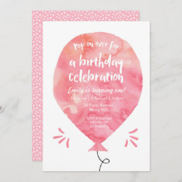 Blush Pink Balloon Verjaardag Uitnodiging