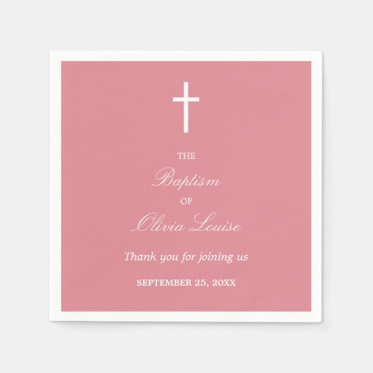 Blush Pink Baptism Party Napkins Servet (Voorkant)