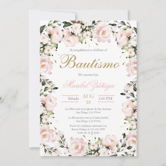 Blush Pink Baptism uitnodiging (Voorkant)