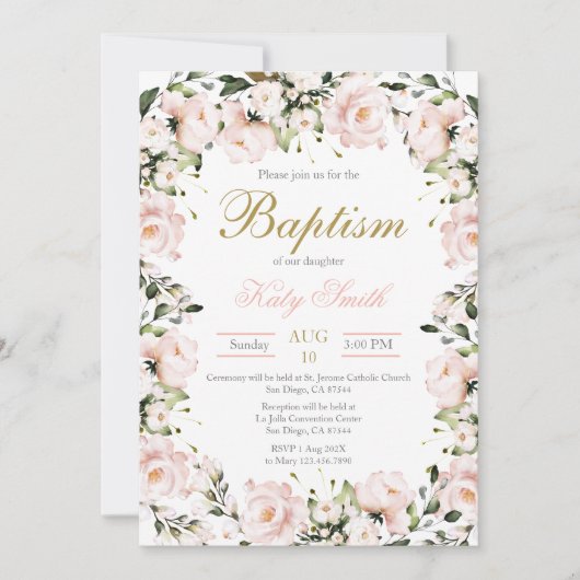 Blush Pink Baptism uitnodiging (Voorkant)