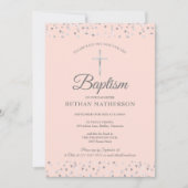 Blush Pink Baptisme Christening Silver Hearts Save The Date (Voorkant)