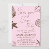 Blush Pink Beach Sea You Soon Baby Shower Kaart (Voorkant)