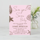 Blush Pink Beach Sea You Soon Baby Shower Kaart (Staand voorkant)