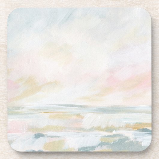 Blush Pink Beach Seascape Plastic Onderzetter (Voorkant)