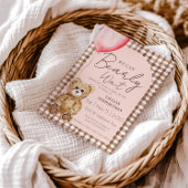 Blush Pink Bearly Wait Girl Baby shower Kaart