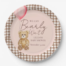 Blush Pink Bearly Wait Girl Baby shower Papieren Bordje
