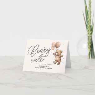 Blush Pink Beary Schattige Baby shower Bedankkaart