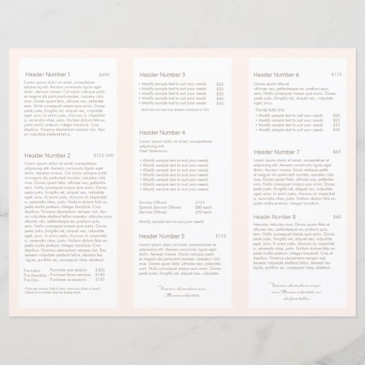 Blush Pink Beauty Hair Salon Spa TriFold Brochure (Achterkant)