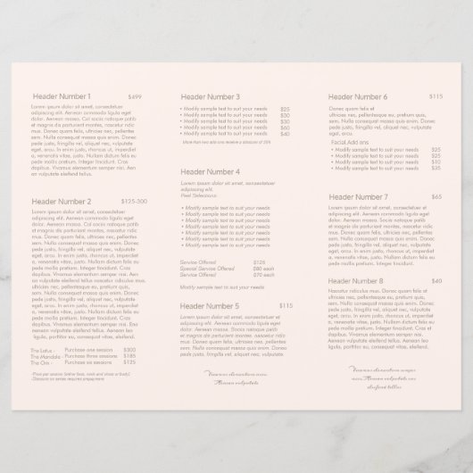 Blush Pink Beauty Hair Salon Spa TriFold Brochure (Achterkant)