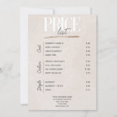 Blush Pink Beauty Salon Price List Rack Kaart (Voorkant)