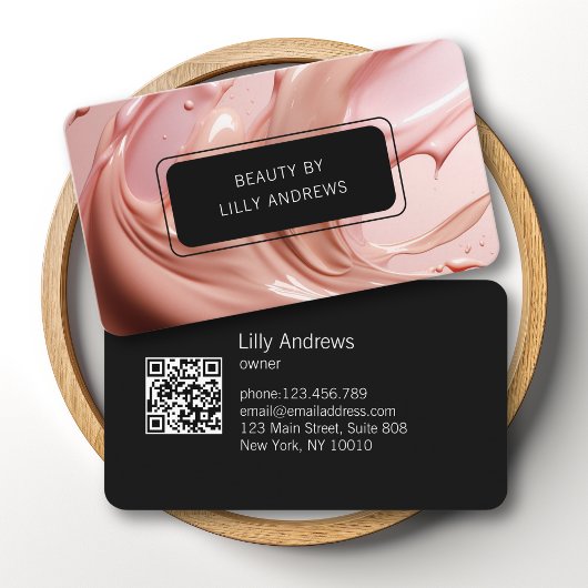 Blush Pink Beauty Salon QR Code Visitekaartje