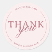Blush Pink Bedankt Vrouwelijke Minimalistische Sti Ronde Sticker (Voorkant)