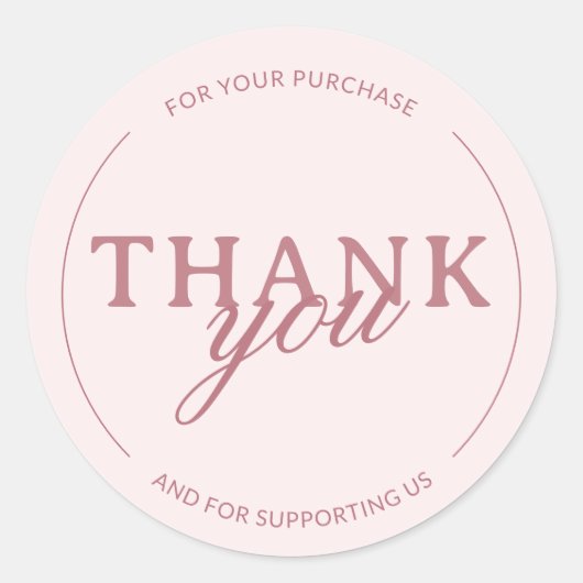 Blush Pink Bedankt Vrouwelijke Minimalistische Sti Ronde Sticker (Voorkant)