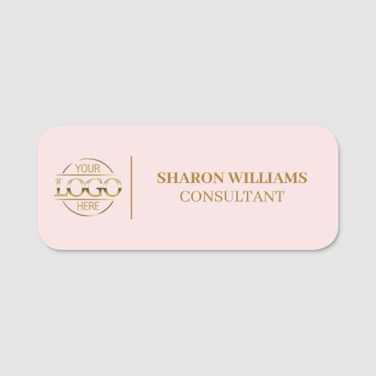Blush Pink Bedrijf Business Logo Medewerker Magnet Naamplaatje (Voorkant)