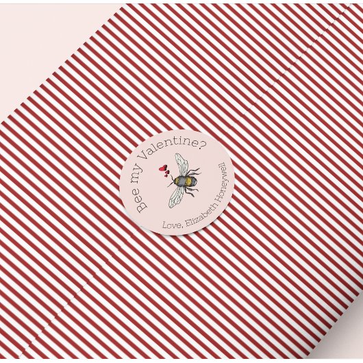 Blush Pink Bee Mijn Valentijn Honingbij Ronde Sticker