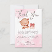 Blush Pink Beer Waterverf Hart Baby shower Bedankkaart (Voorkant)