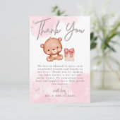 Blush Pink Beer Waterverf Hart Baby shower Bedankkaart (Staand voorkant)