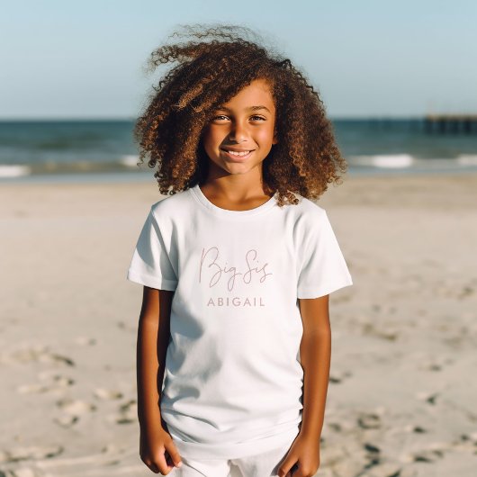 Blush Pink Big Sis Custom Name T-shirt
