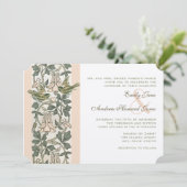 Blush Pink Birds HoneySuckle Wedding Kaart (Staand voorkant)