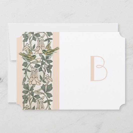 Blush Pink  Birds HoneySuckle Wedding Kaart (Achterkant)