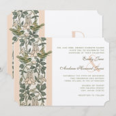 Blush Pink  Birds HoneySuckle Wedding Kaart (Voorkant / Achterkant)