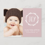 Blush Pink Birth Announcement Holiday Foto Briefkaart (Voorkant)