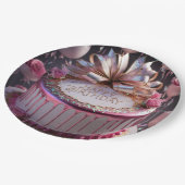 Blush Pink Birthday Cake Celebration  Papieren Bordje (Gekanteld)