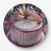 Blush Pink Birthday Cake Celebration  Papieren Bordje (Voorkant)