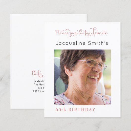 Blush Pink Birthday Foto (Voorkant / Achterkant)