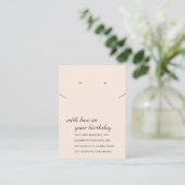 BLUSH PINK BIRTHDAY GIFT KETTING EARRING CARD PLAATSKAARTJE (Staand voorkant)