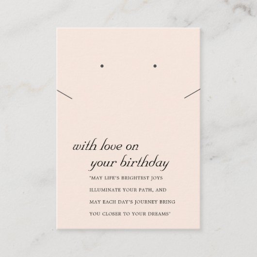 BLUSH PINK BIRTHDAY GIFT KETTING EARRING CARD PLAATSKAARTJE (Voorkant)