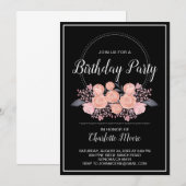 Blush Pink Black Birthday Party Invitation Kaart (Voorkant / Achterkant)