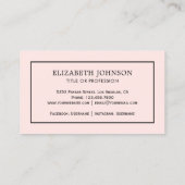 Blush Pink Black Feather  Quill Pen Visitekaartje (Achterkant)