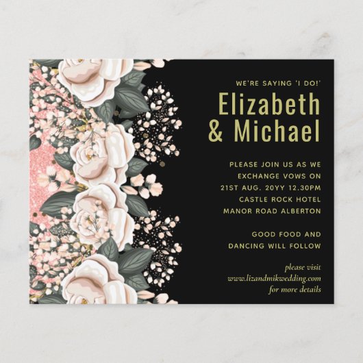 Blush Pink Black Floral Wedal Budget (Voorkant)