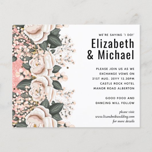 Blush Pink Black Floral Wedal Budget (Voorkant)