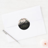 Blush Pink Black Floral Wedal Budget Ronde Sticker (Envelop)