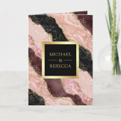 Blush Pink Black Gold Agate Marble QR Code Wedding (Voorkant)