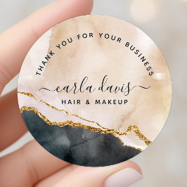 Blush Pink Black Gold Marble Business Hartelijk da Ronde Sticker