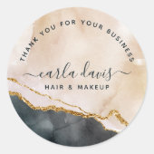 Blush Pink Black Gold Marble Business Hartelijk da Ronde Sticker (Voorkant)