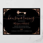  Blush Pink Black Key Housewarming Party Folie Uitnodiging (Voorkant)