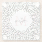 Blush Pink Black Leopard Print Monogram Co Glazen Onderzetter (Achterkant)
