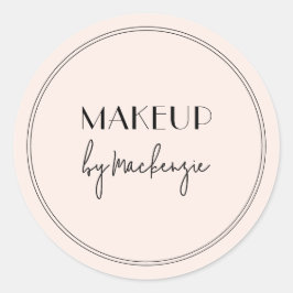 Blush Pink Black Makeup Salon Ronde Sticker