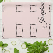 Blush Pink Black Personalized Geometric Minimal Theedoek (Gevouwen)