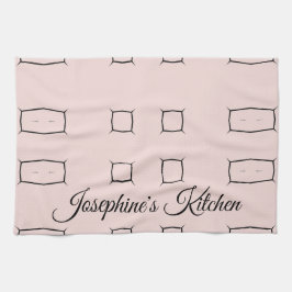 Blush Pink Black Personalized Geometric Minimal Theedoek