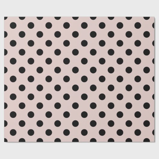 Blush Pink & Black Polka Dots Dot Pattern Cadeaupapier (Vlak)