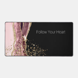 Blush Pink Black Roos Gold Glitter Bureaumat