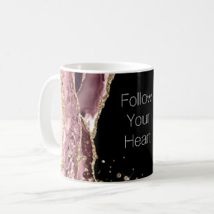 Blush Pink Black Roos Gold Glitter Koffiemok