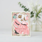  Blush Pink Black Santa en Mrs Claus Feestdagenkaart (Staand voorkant)